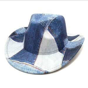 Patchwork Denim Cowboy Hat